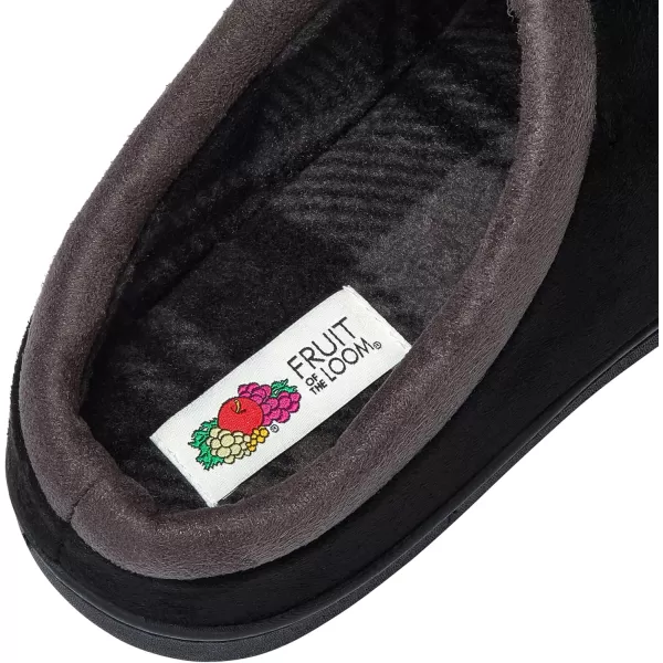 imageFruit of the Loom Mens Microsuede Clog  Comfortable Memory Foam Sole IndoorOutdoor Machine WashableBlack
