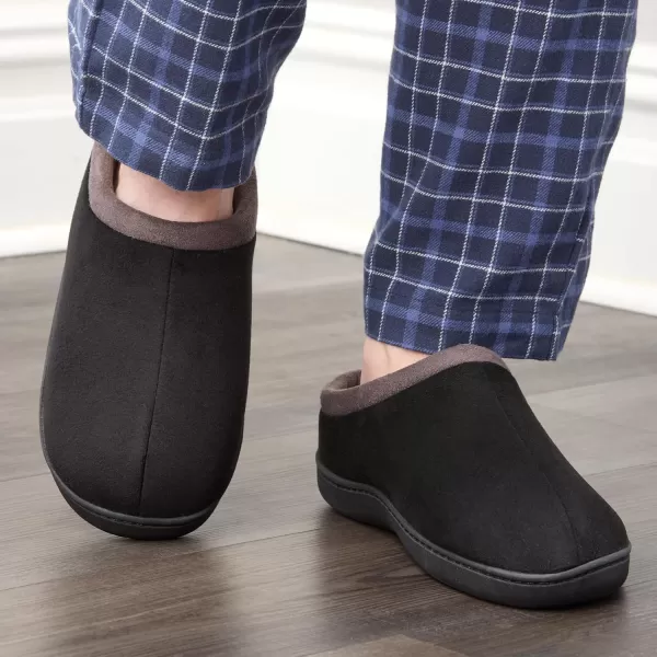 imageFruit of the Loom Mens Microsuede Clog  Comfortable Memory Foam Sole IndoorOutdoor Machine WashableBlack