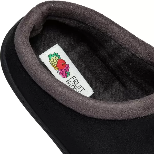 imageFruit of the Loom Mens Microsuede Clog  Comfortable Memory Foam Sole IndoorOutdoor Machine WashableBlack