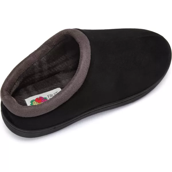 imageFruit of the Loom Mens Microsuede Clog  Comfortable Memory Foam Sole IndoorOutdoor Machine WashableBlack