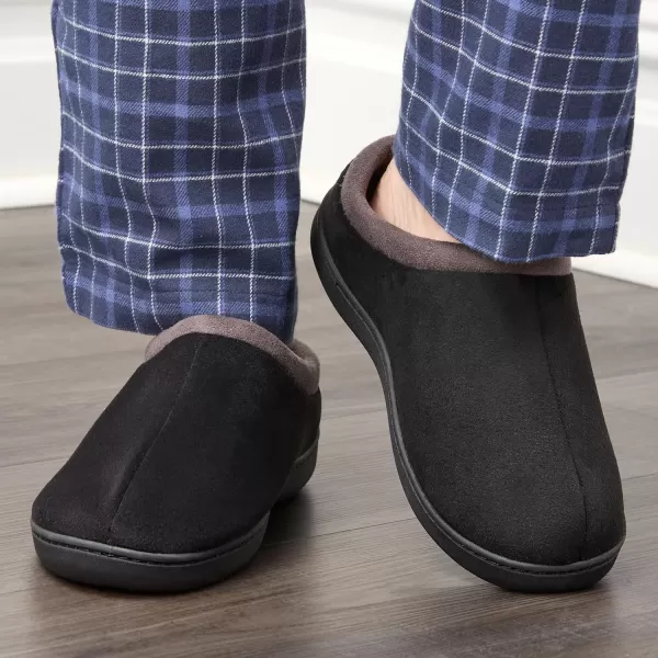 imageFruit of the Loom Mens Microsuede Clog  Comfortable Memory Foam Sole IndoorOutdoor Machine WashableBlack