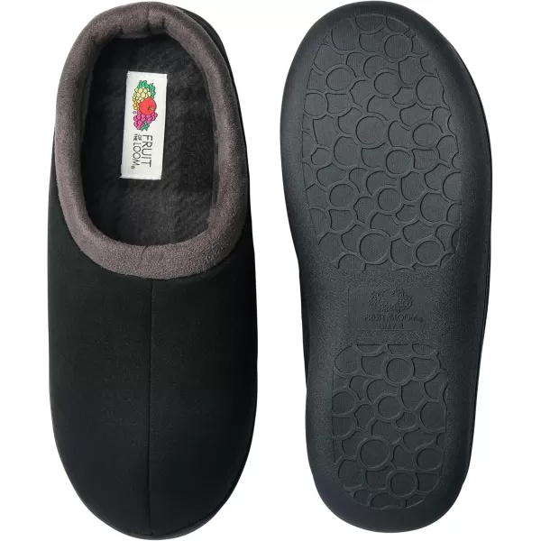 imageFruit of the Loom Mens Microsuede Clog  Comfortable Memory Foam Sole IndoorOutdoor Machine WashableBlack