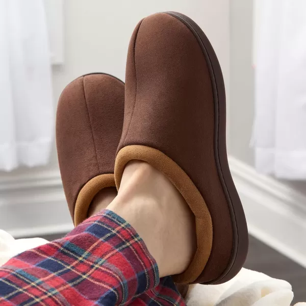 imageFruit of the Loom Mens Microsuede Clog  Comfortable Memory Foam Sole IndoorOutdoor Machine WashableBrown