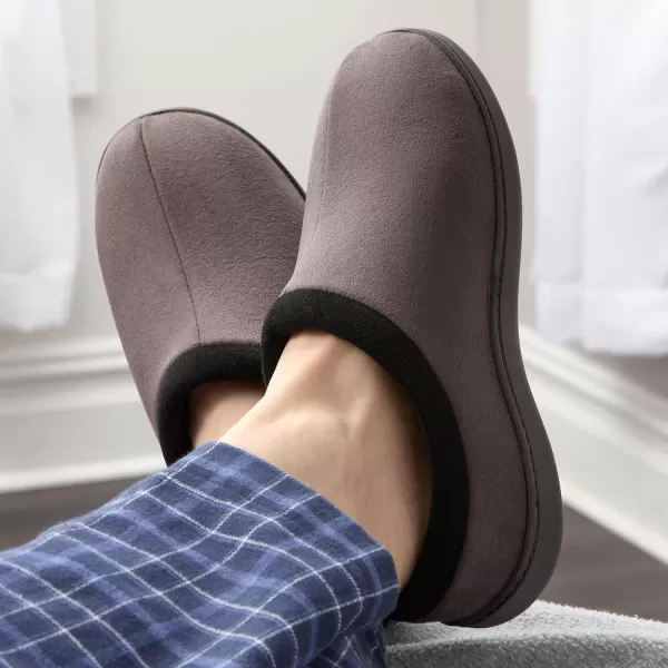 imageFruit of the Loom Mens Microsuede Clog  Comfortable Memory Foam Sole IndoorOutdoor Machine WashableGrey
