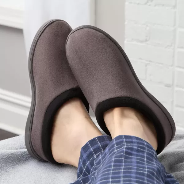 imageFruit of the Loom Mens Microsuede Clog  Comfortable Memory Foam Sole IndoorOutdoor Machine WashableGrey