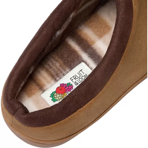 imageFruit of the Loom Mens Microsuede Clog  Comfortable Memory Foam Sole IndoorOutdoor Machine WashableTan