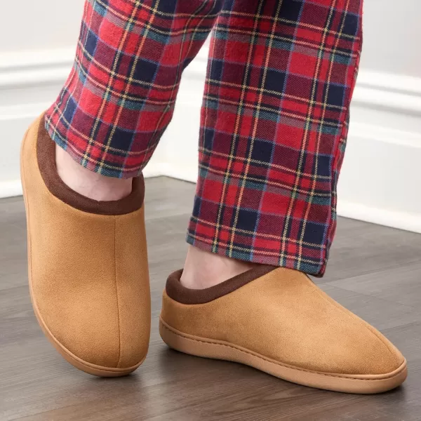 imageFruit of the Loom Mens Microsuede Clog  Comfortable Memory Foam Sole IndoorOutdoor Machine WashableTan