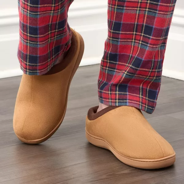 imageFruit of the Loom Mens Microsuede Clog  Comfortable Memory Foam Sole IndoorOutdoor Machine WashableTan