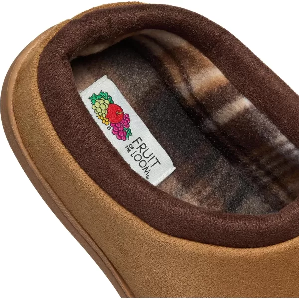 imageFruit of the Loom Mens Microsuede Clog  Comfortable Memory Foam Sole IndoorOutdoor Machine WashableTan