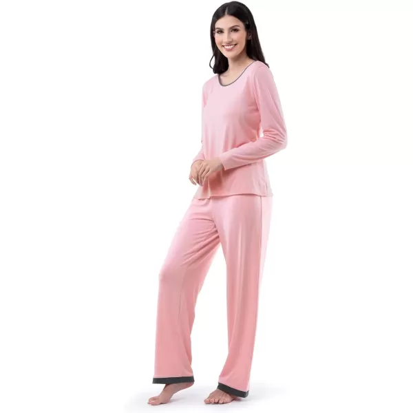 imageFruit of the Loom womens Long Sleeve Tee and Pant 2 Piece Sleep SetSoft Pink