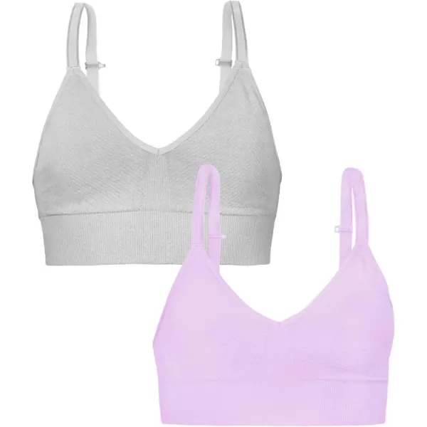 imageFruit of the Loom A Fresh Collection So Comfy 2Pack Womens Seamless Bralettes  Your New Everyday EssentialHeather GreyStellar Orchid