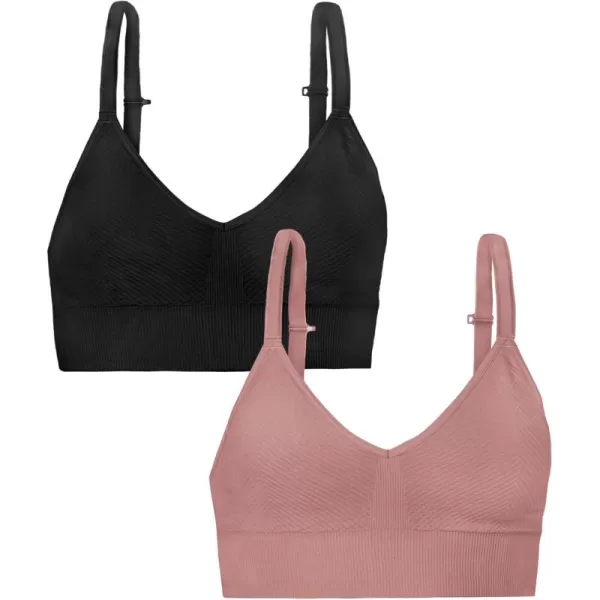 imageFruit of the Loom A Fresh Collection So Comfy 2Pack Womens Seamless Bralettes  Your New Everyday EssentialPremium PlumBlack Hue