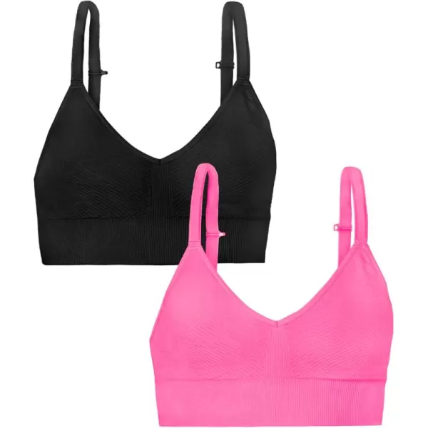 imageFruit of the Loom A Fresh Collection So Comfy 2Pack Womens Seamless Bralettes  Your New Everyday EssentialSugar PlumBlack Hue