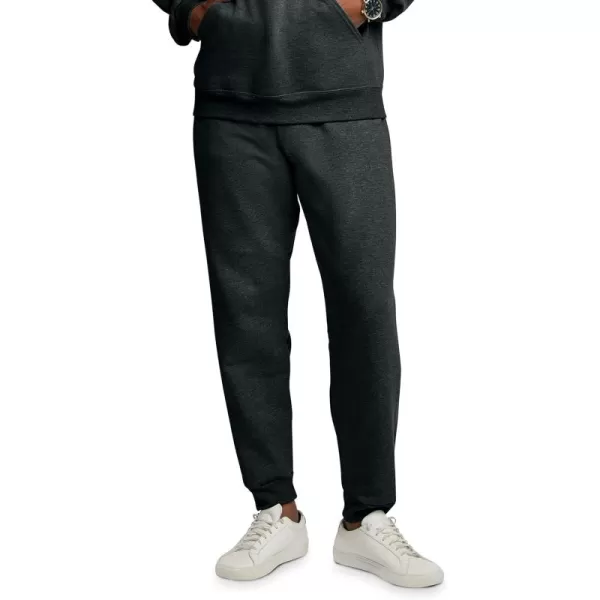 imageFruit of the Loom Eversoft Fleece Joggers with Pockets Relaxed Fit Moisture Wicking Breathable Tapered SweatpantsBlack Heather