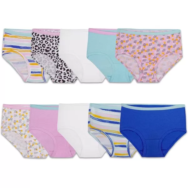 imageFruit of the Loom Girls Cotton Brief Underwear MultipacksBrief  10 Pack  WhiteStripesAnimal Print