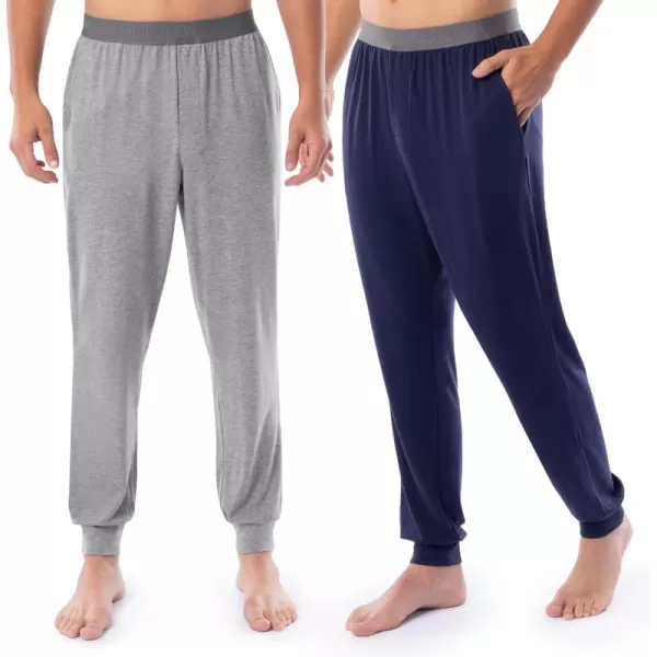 imageFruit of the Loom Mens 360 Stretch 2Pack Jogger Pajama Sleep PantGrey HeatherNavy