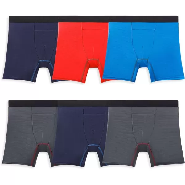 imageFruit of the Loom Mens 360 Stretch Boxer Briefs High Performance Stretch Quick Dry ampamp Moisture WickingCooling Channels  6 Pack  Colors May Vary