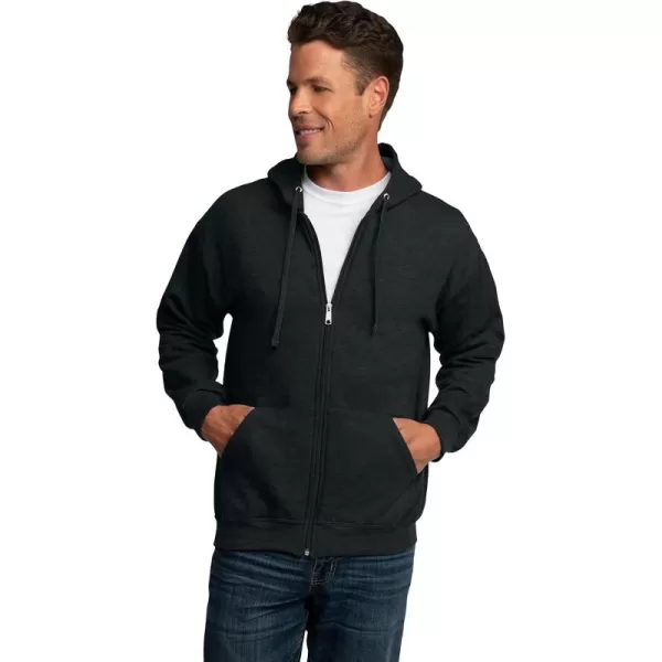 imageFruit of the Loom Mens Eversoft Fleece Hoodies Moisture Wicking ampamp Breathable Full Zip Hooded SweatshirtBlack Heather Full Zip