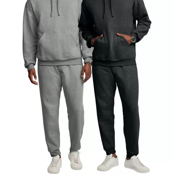 imageFruit of the Loom Mens Eversoft Fleece Joggers with PocketsGrey HeatherBlack Heather