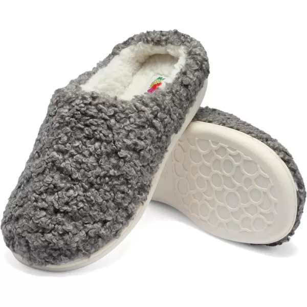 imageFruit of the Loom Womens Berber Clog  Comfortable Memory Foam Sole IndoorOutdoor Machine WashableGrey