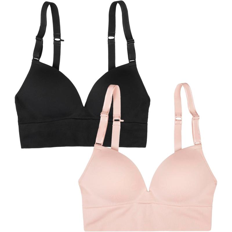 imageFruit of the Loom A Fresh Collection Confidence Booster 2 Pack Womens Seamless Push Up Bras for Lifted ComfortRose ShadowBlack Hue
