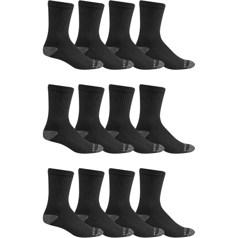 Fruit Of The Loom Men's Work Gear Crew Socks - Antimicrobial, Big & Tall Sizes (Multiple Colors, 10-13)