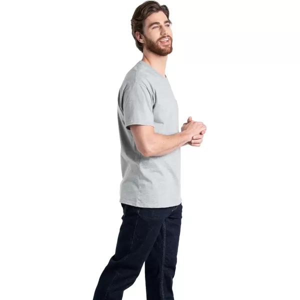 imageFruit of the Loom Mens Eversoft Cotton Short Sleeve Pocket TShirts Breathable ampamp Tag Free2 Pack  Grey Heather