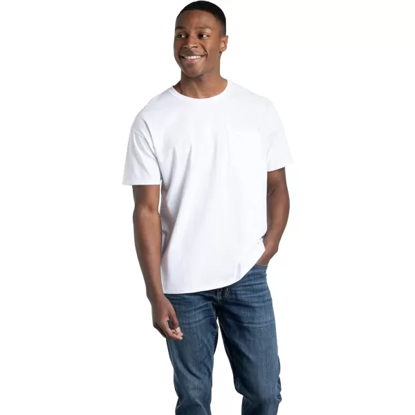 imageFruit of the Loom Mens Eversoft Cotton Short Sleeve Pocket TShirts Breathable ampamp Tag Free2 Pack  White
