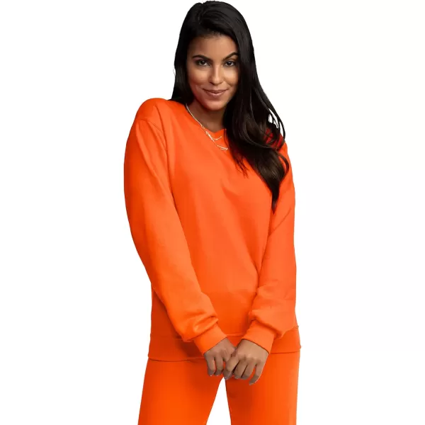 imageFruit of the Loom Mens Eversoft Fleece Sweatshirts Moisture Wicking ampamp Breathable Crewneck SweatshirtSafety Orange