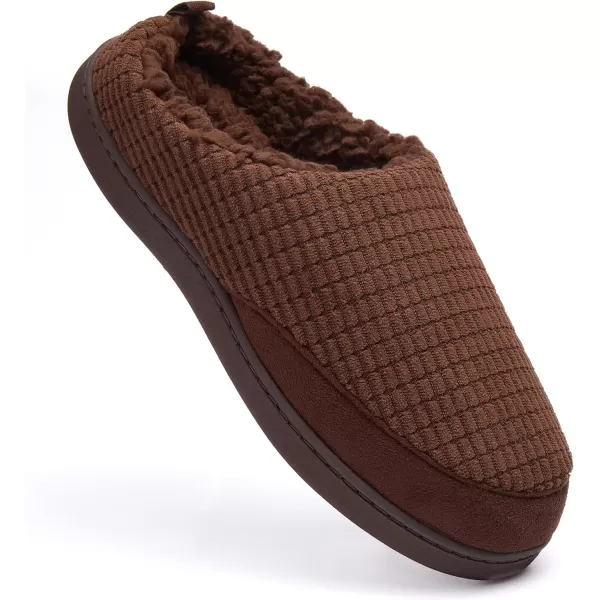 imageFruit of the Loom Mens Fleece Waffle Clog  Comfortable Memory Foam Sole IndoorOutdoor Machine WashableBrown