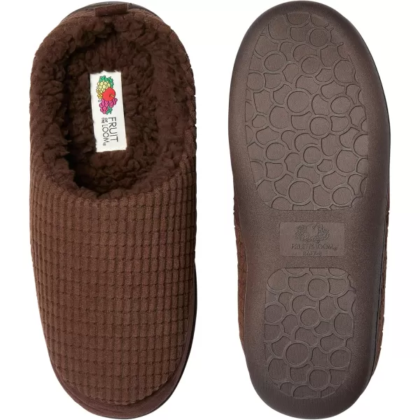 imageFruit of the Loom Mens Fleece Waffle Clog  Comfortable Memory Foam Sole IndoorOutdoor Machine WashableBrown