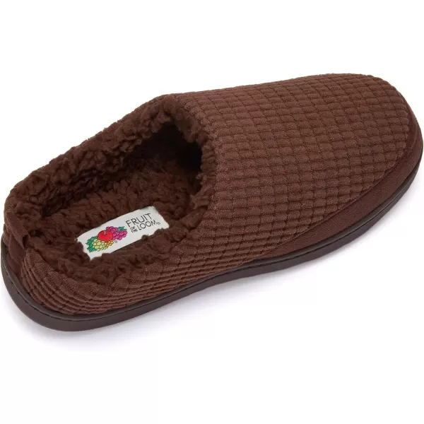 imageFruit of the Loom Mens Fleece Waffle Clog  Comfortable Memory Foam Sole IndoorOutdoor Machine WashableBrown