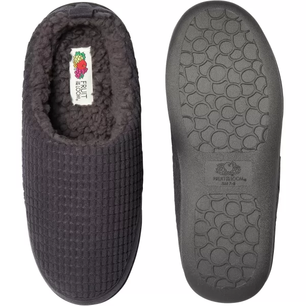 imageFruit of the Loom Mens Fleece Waffle Clog  Comfortable Memory Foam Sole IndoorOutdoor Machine WashableCharc