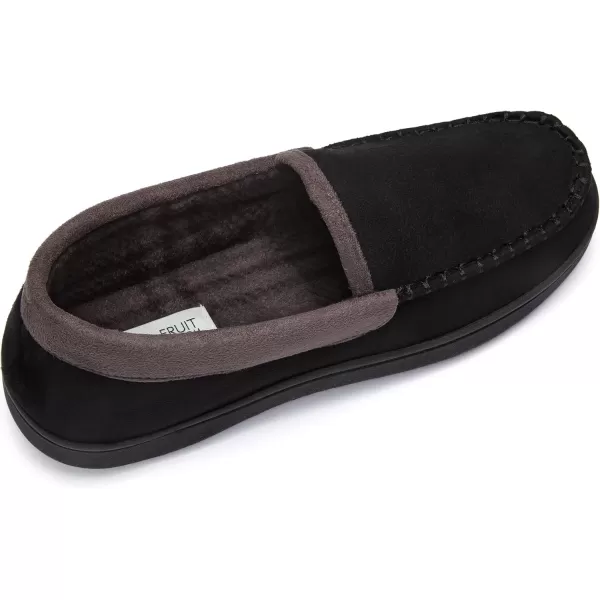 imageFruit of the Loom Mens Microsuede Venetian Slipper  Comfortable Memory Foam Sole IndoorOutdoor Machine WashableBlack
