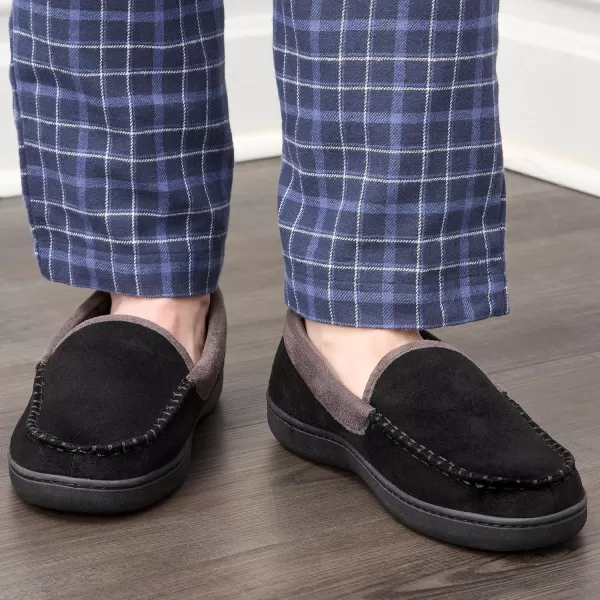 imageFruit of the Loom Mens Microsuede Venetian Slipper  Comfortable Memory Foam Sole IndoorOutdoor Machine WashableBlack