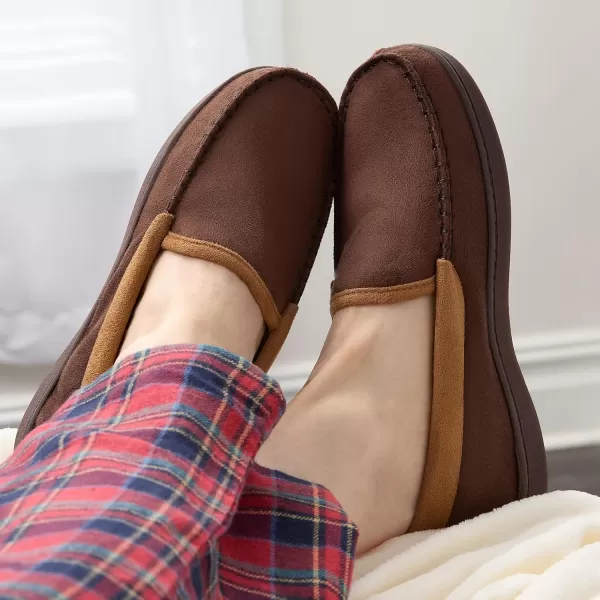 imageFruit of the Loom Mens Microsuede Venetian Slipper  Comfortable Memory Foam Sole IndoorOutdoor Machine WashableBrown