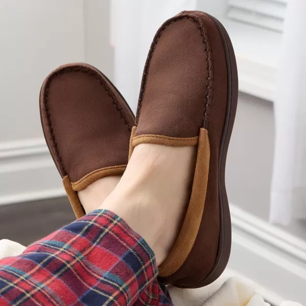 imageFruit of the Loom Mens Microsuede Venetian Slipper  Comfortable Memory Foam Sole IndoorOutdoor Machine WashableBrown