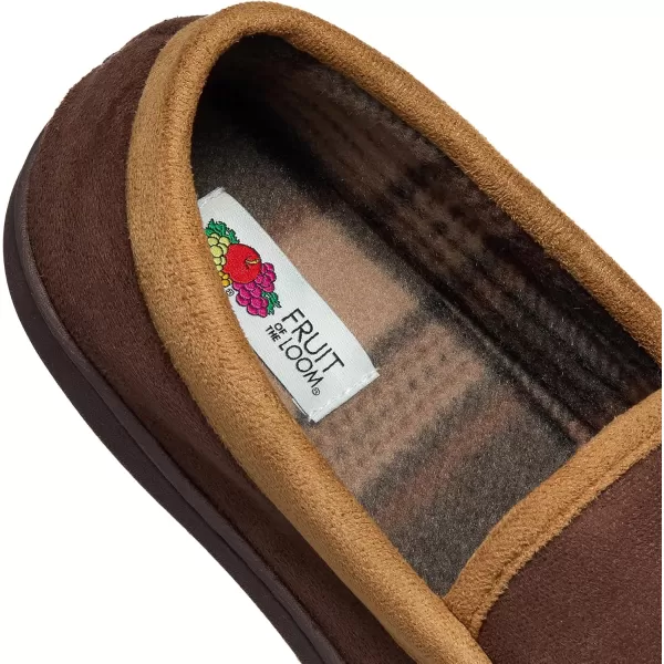 imageFruit of the Loom Mens Microsuede Venetian Slipper  Comfortable Memory Foam Sole IndoorOutdoor Machine WashableBrown