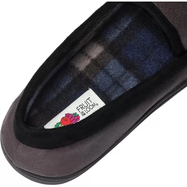 imageFruit of the Loom Mens Microsuede Venetian Slipper  Comfortable Memory Foam Sole IndoorOutdoor Machine WashableGrey