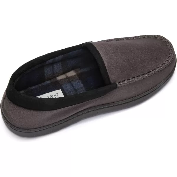 imageFruit of the Loom Mens Microsuede Venetian Slipper  Comfortable Memory Foam Sole IndoorOutdoor Machine WashableGrey