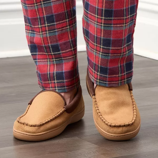 imageFruit of the Loom Mens Microsuede Venetian Slipper  Comfortable Memory Foam Sole IndoorOutdoor Machine WashableTan