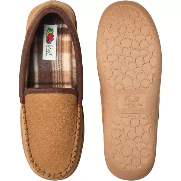imageFruit of the Loom Mens Microsuede Venetian Slipper  Comfortable Memory Foam Sole IndoorOutdoor Machine WashableTan