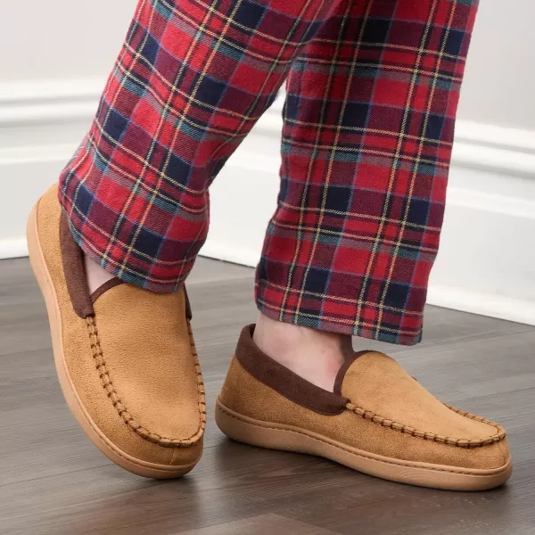 imageFruit of the Loom Mens Microsuede Venetian Slipper  Comfortable Memory Foam Sole IndoorOutdoor Machine WashableTan