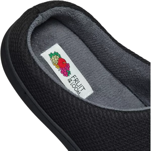 imageFruit of the Loom Mens Ribbed Jersey Clog  Comfortable Memory Foam Sole IndoorOutdoor Machine WashableBlack