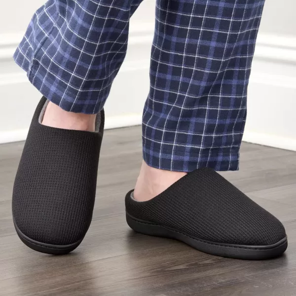 imageFruit of the Loom Mens Ribbed Jersey Clog  Comfortable Memory Foam Sole IndoorOutdoor Machine WashableBlack