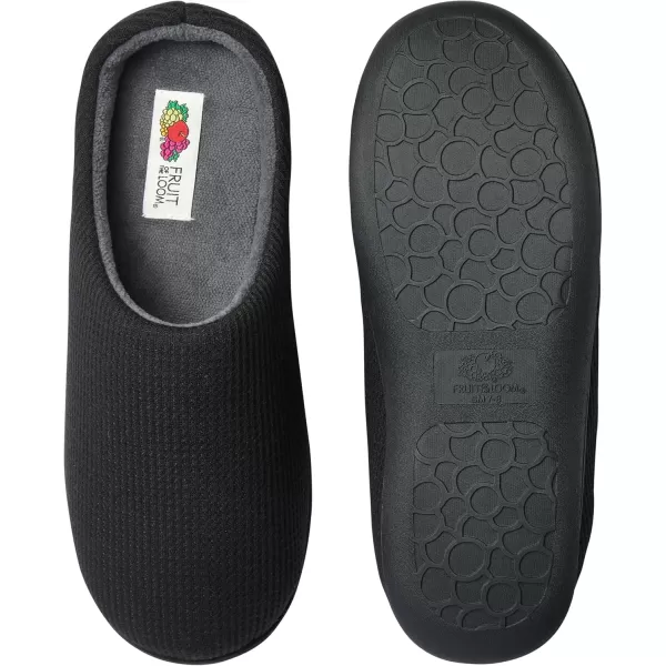 imageFruit of the Loom Mens Ribbed Jersey Clog  Comfortable Memory Foam Sole IndoorOutdoor Machine WashableBlack