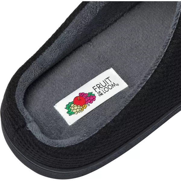 imageFruit of the Loom Mens Ribbed Jersey Clog  Comfortable Memory Foam Sole IndoorOutdoor Machine WashableBlack
