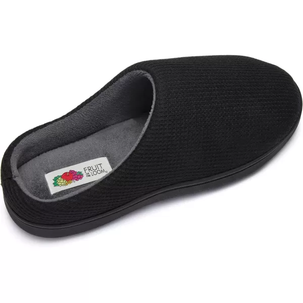 imageFruit of the Loom Mens Ribbed Jersey Clog  Comfortable Memory Foam Sole IndoorOutdoor Machine WashableBlack
