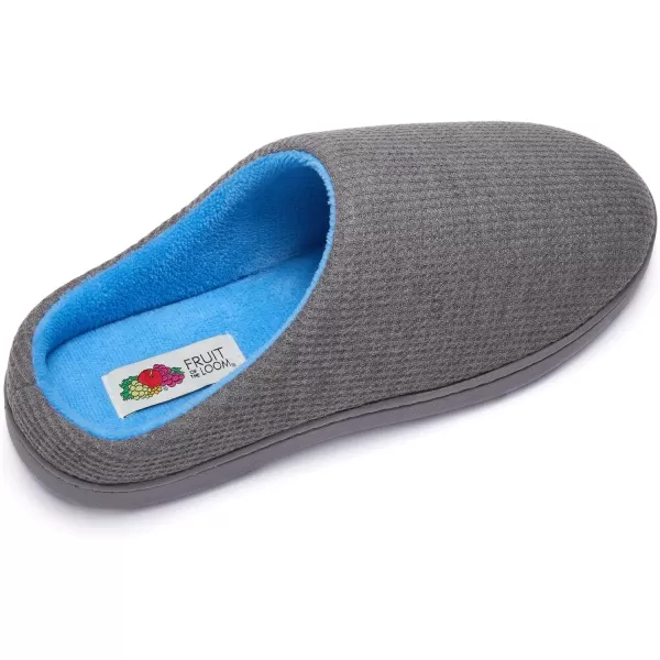 imageFruit of the Loom Mens Ribbed Jersey Clog  Comfortable Memory Foam Sole IndoorOutdoor Machine WashableGrey