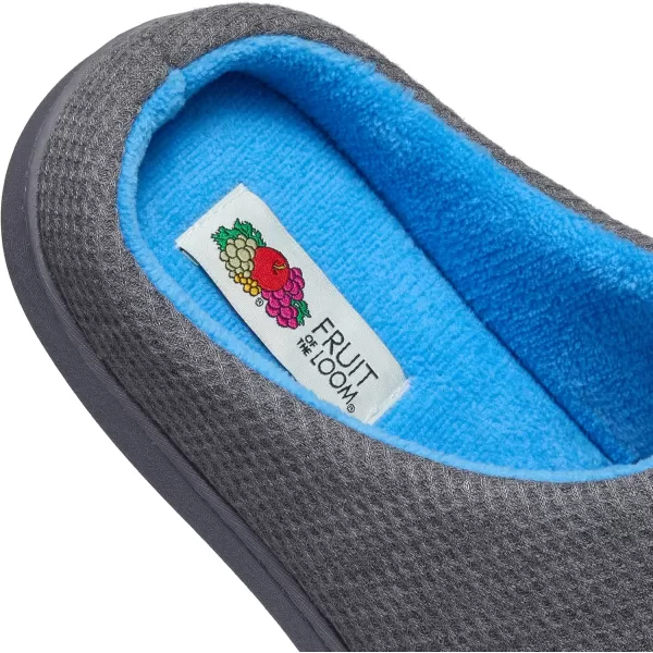 imageFruit of the Loom Mens Ribbed Jersey Clog  Comfortable Memory Foam Sole IndoorOutdoor Machine WashableGrey